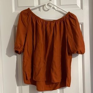 rust wide neck top